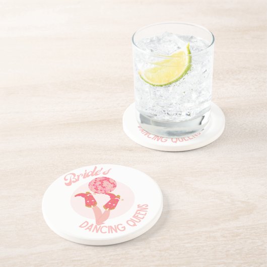 Retro 70er Bride's Dancing Queens Bachelorette Getränkeuntersetzer (Seite)