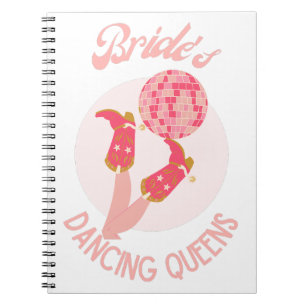 Retro 70er Bride's Dancing Queens Bachelorette Notizblock