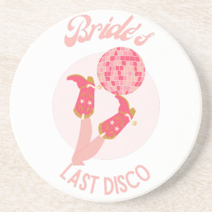 Retro 70er Brides letzter Disco-Junggeselinnen-Abs Getränkeuntersetzer