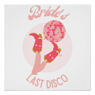 Retro 70er Brides letzter Disco-Junggeselinnen-Abs Poster