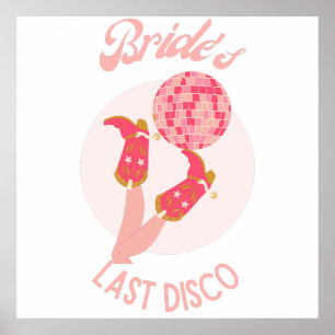 Retro 70er Brides letzter Disco-Junggeselinnen-Abs Poster