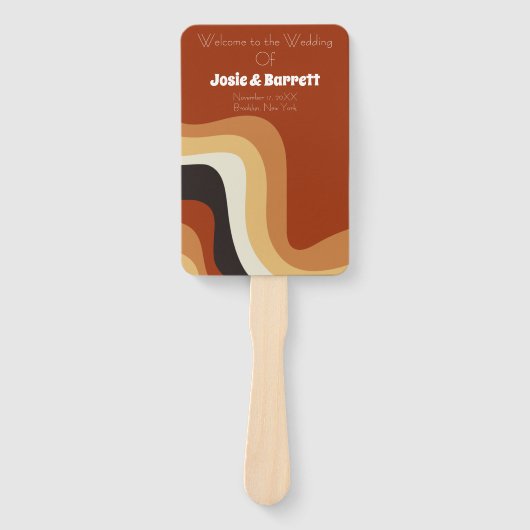 Retro 70er Burnt Orange Bohemisch Wedding Program Fächer (Vorderseite)