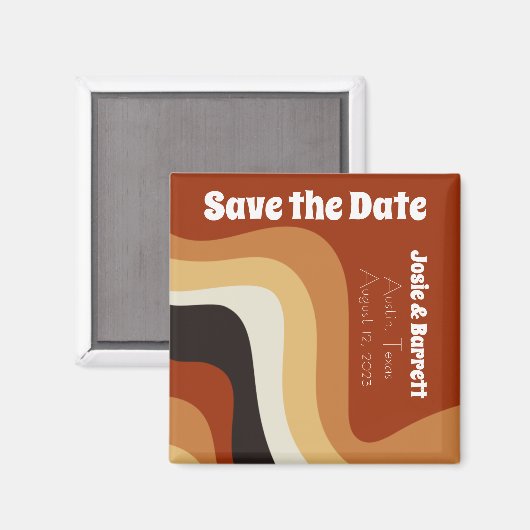 Retro 70er Burnt Orange Groovy Save the Date Magnet (Vorderseite/Rückseite)