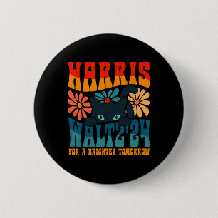Retro 70er Cat Lady Harris Wheimer 2024 für ein Br Button