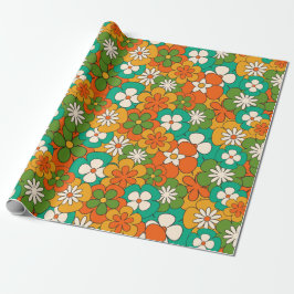 Retro 70er Colorful Groovy Blume Vintag Geschenkpapier