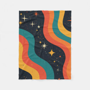 Retro-70er Cosmic Dream Groovy Wavy Design Fleecedecke