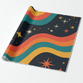 Retro-70er Cosmic Dream Groovy Wavy Design Geschenkpapier (Ungerollt)