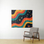 Retro-70er Cosmic Dream Groovy Wavy Design Wandteppich (Beispiel (Horizontal))