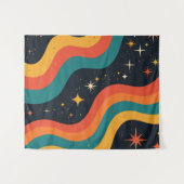 Retro-70er Cosmic Dream Groovy Wavy Design Wandteppich (Vorderseite (Horizontal))