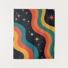 Retro-70er Cosmic Dream Groovy Wavy Design Wandteppich