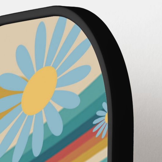 Retro 70er Daisy Blume Monogramm Pickleball Schläger (Linke Seite)