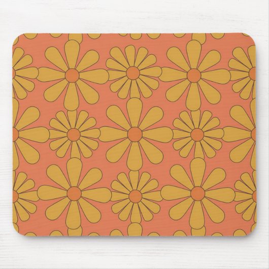 Retro 70er Daisy Flower Power Blumen-Mauspad Mousepad (Vorne)