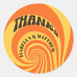 Retro 70er dank Orange Yellow Wedding Runder Aufkleber