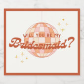 Retro 70er Disco Ball Bridesmaid Vorschlag Champag Schaumweinetikett (Einzelnes Label)