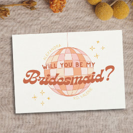 Retro 70er Disco Custom Bridesmaid Vorschlag Card Feiertagskarte