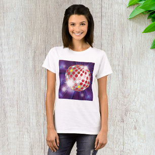 Retro 70er Disco-Kugel in leuchtendem Rot T-Shirt