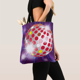 Retro 70er Disco-Kugel in leuchtendem Rot Tasche