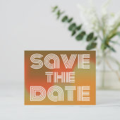 Retro 70er Disco Orange Green Save the Date Postkarte (Stehend Vorderseite)