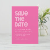 Retro 70er Disco Schriftart Einzigartige Hochzeit  Save The Date (Stehend Vorderseite)