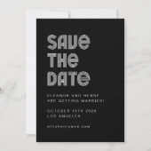 Retro 70er Disco Schriftart Einzigartiger Schwarz- Save The Date (Vorderseite)