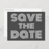 Retro 70er Disco Style Save the Date Schwarz-weiß Postkarte (Vorne/Hinten)