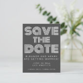 Retro 70er Disco Typografie Schwarz/Weiß Hochzeit Save The Date (Stehend Vorderseite)