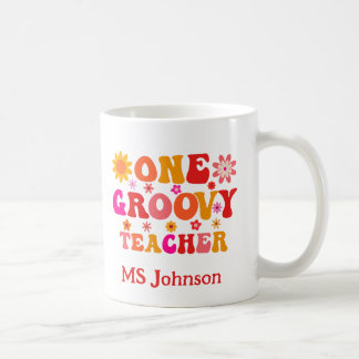 Retro 70er Ein Groovy Lehrer Name Kaffeetasse