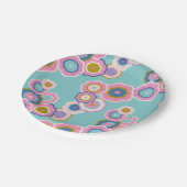 Retro 70er Floral Boho Pattern Pappteller (Schrägansicht)