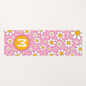 Retro 70er Floral Monogramm Yogamatte (Vorderseite (Horizontal))