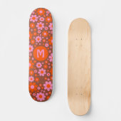 Retro 70er Floral Muster Personalisiert Skateboard (Vorderseite)