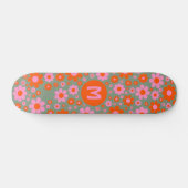 Retro 70er Floral Muster Personalisiert Skateboard (Horizontal)