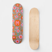 Retro 70er Floral Muster Personalisiert Skateboard (Vorderseite)