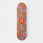 Retro 70er Floral Muster Personalisiert Skateboard (Vorne)