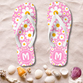 Retro 70er Floral Pink Monogramm Badesandalen