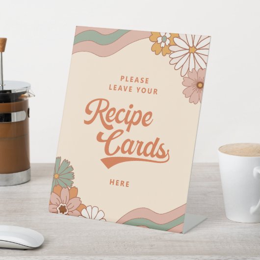 Retro 70er Floral Verließ hier Ihr Rezept Sockelschild (In SItu)