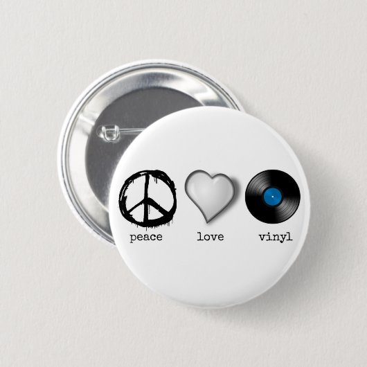 Retro 70er FriedensLiebe-Vinyl Button (Vorne & Hinten)