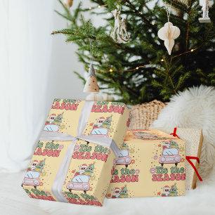 Retro 70er Frohe Weihnachten Süßer Weihnachtsmann Geschenkpapier