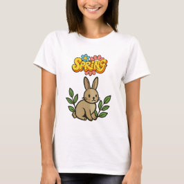 Retro 70er Frühjahrs-Hasen Grafikdesign T-Shirt
