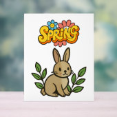 Retro 70er Frühling-Hasen-Grafikdesign Acrylschild (Neutral)