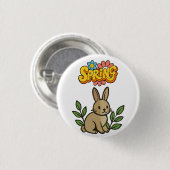 Retro 70er Frühling-Hasen Grafikdesign Button (Vorne & Hinten)