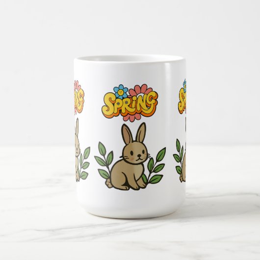 Retro 70er Frühling-Hasen Grafikdesign Kaffeetasse (Mittel)