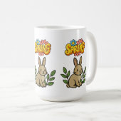 Retro 70er Frühling-Hasen Grafikdesign Kaffeetasse (VorderseiteRechts)
