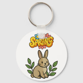 Retro 70er Frühling-Hasen Grafikdesign Schlüsselanhänger