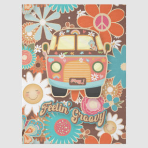 Retro 70er Fun Funky Colorful Hippy Van Peace Sign Seidenpapier