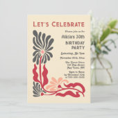 Retro 70er Funky Groovy Psychedelic Blume Geburtst Einladung (Stehend Vorderseite)