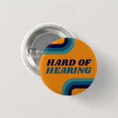 Retro 70er Gelbe blaue Linien schwer zu hören Button (Vorne & Hinten)