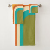 Retro 70er Geometric Floral Badhandtuch Set (Insitu)