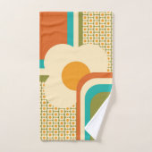 Retro 70er Geometric Floral Badhandtuch Set (Handtuch)