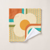 Retro 70er Geometric Floral Badhandtuch Set (Waschlappen)