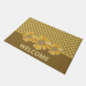 Retro 70er Geometric Floral Fußmatte (Schrägansicht)